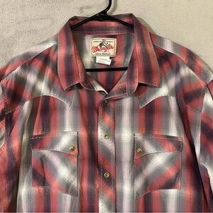 Vtg Wrangler Men’s American Cowboy Western Shirt XXL Pearl Snap Plaid Pockets